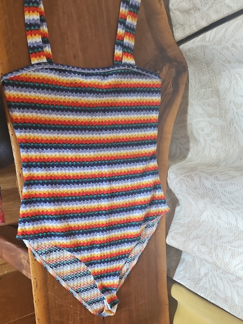 Forever 21 Multicolor Striped Crochet One-Piece